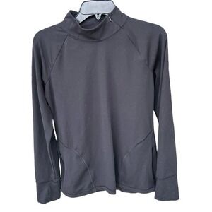 Yogalicious zip mock turtlemock turtle neck long sleeve zip pockets black L oil